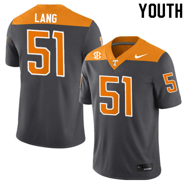 Youth #51 Vysen Lang Tennessee Volunteers College Football Jerseys Stitched-Anthracite